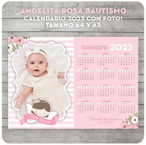 CALENDARIO 2023 ANGELITA BEBE ROSA BAUTISMO