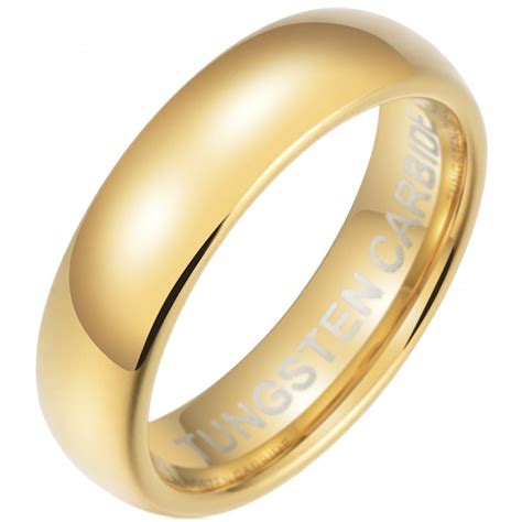 6mm Gold Tone Tungsten Wedding Engagement Band Ring Unisex