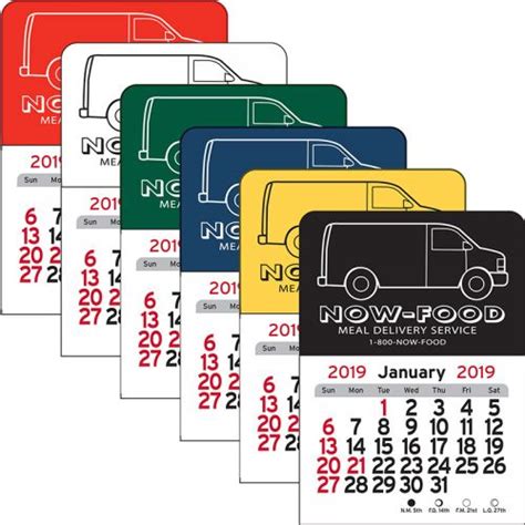 Promotional 2019 Van Vinyl Adhesive Mini Stick Calendars Stick Up