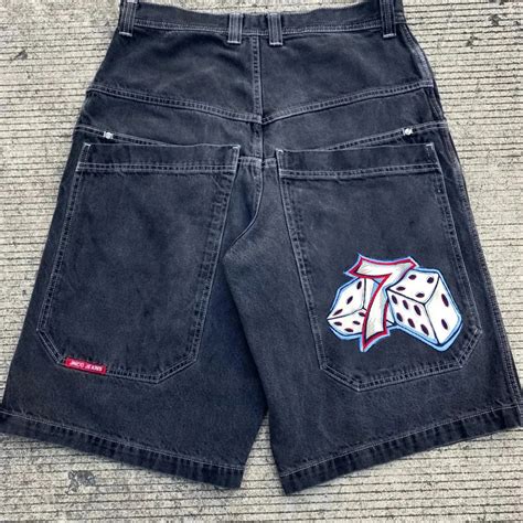 Jnco Shorts Jeans Estampa Gr Fica Hip Hop Lucky Dice Para Homens