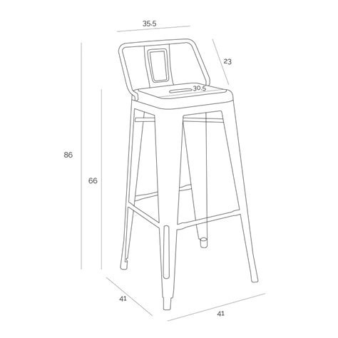 Hoker Metalowy z Oparciem Krzesło Barowe Paris 66cm Inspirowane Tolix