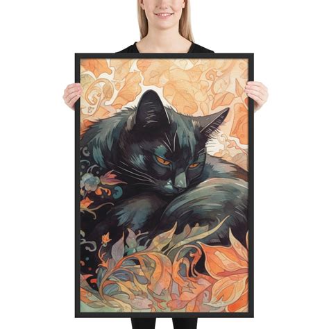 Black Cat Art, Cat Art, Wall Art Prints, Cat Poster, Wall Art, Black ...