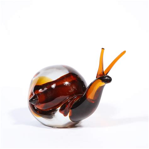 Mid Century Modern Murano Amber Glass Art Snail Sculpture By Licio Zanetti For Sale At 1stdibs