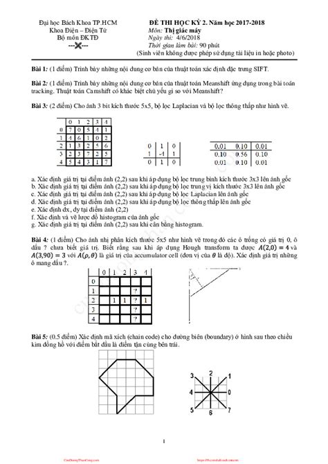 PDF Thị Giác Máy Tính giáo trình bài giảng bài tập lớn đề thi