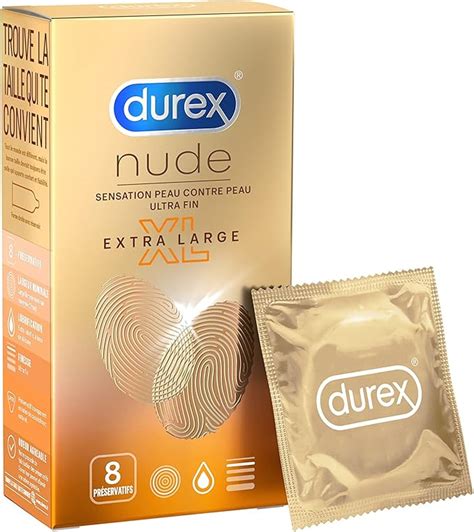 Durex Nude Xl Pr Servatifs Homme Fins Et Extra Larges Largeur