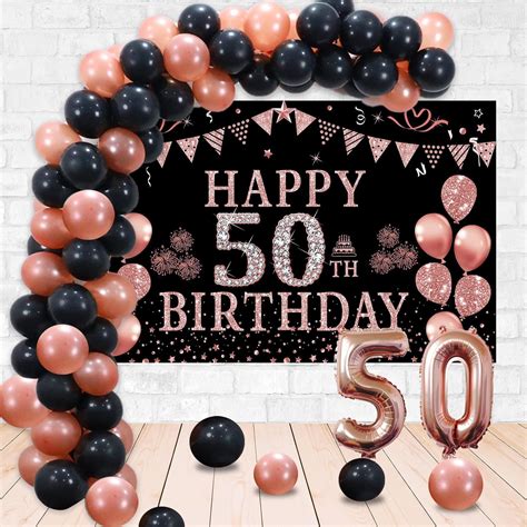 Buy Trgowaul 50th Birthday Decorations Women Black Rose Gold Happy