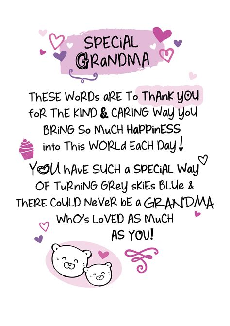 Special Grandma Inspired Words Greeting Card Blank Inside Birthday Cards