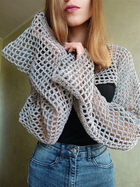 Crochet Top Pattern Fishnet Sleeve Tutorial Wide Sleeves Etsy