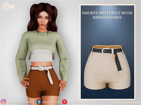 The Sims Resource Shorts With Belt With Rhinestones