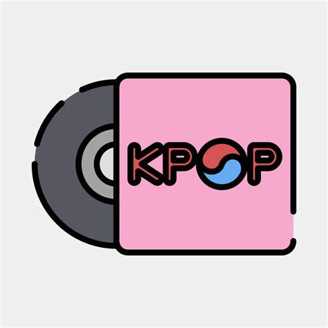 Icon korean pop disc. South Korea elements. Icons in filled line style