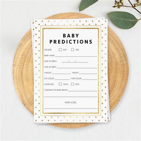 Baby Predictions Game Gold Baby Shower Games Template Baby Etsy