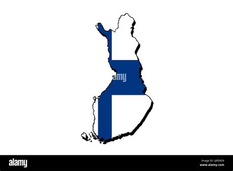 Silhouette Der Karte Von Finnland Mit Seiner Flagge Stockfotografie Alamy