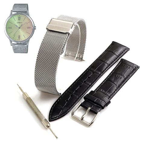 Mesh Steel And Leather Replacement Watch Band Fits Casio Mtp E Mtp