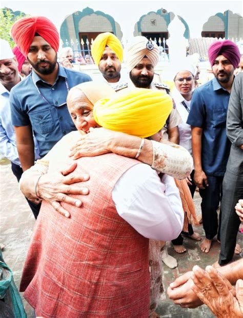 Cm Bhagwant Mann Pays Obeisance At Gurdwara In Village Satoj On The