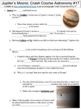 Crash Course Astronomy Jupiter S Moons Worksheet By Danis Marandis