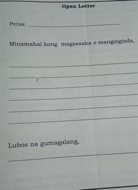 Open Letter Petsa Minamahal Kong Magsasaka O Mangingisda Lubos Na