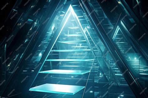 Premium Ai Image A Set Of Glass Stairs In A Dark Room