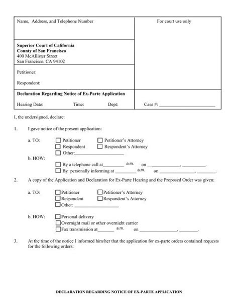 Declaration Regarding Notice Of Ex Parte Application