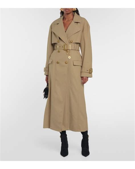 Balmain Embellished Gabardine Trench Coat In Natural Lyst