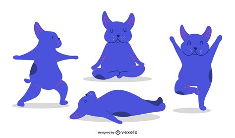 Dog Yoga Poses Illustration Set Vector Download