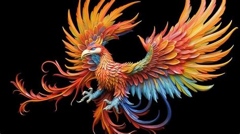 Premium AI Image | Mythical phoenix with open wings illustration with bright colors