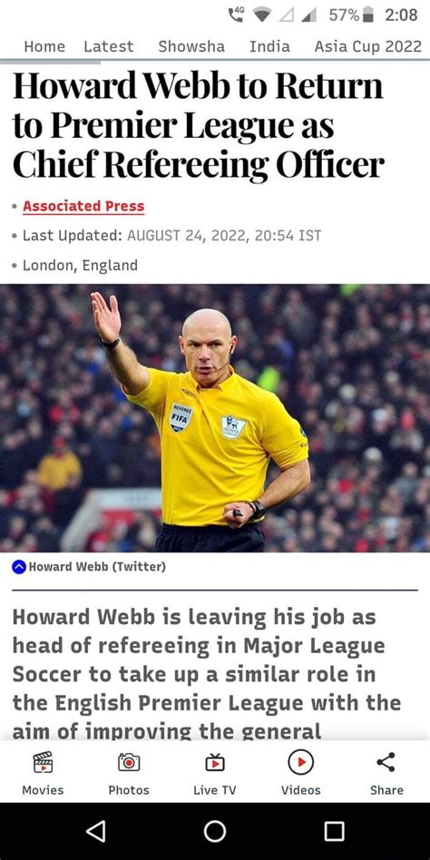 AA Home Latest Showsha India Asia Cup 2022 Howard Webb To Return To