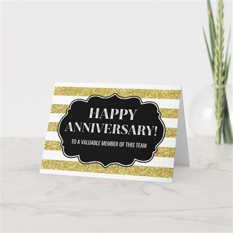 Gold Stripes Employee Anniversary Card Zazzle