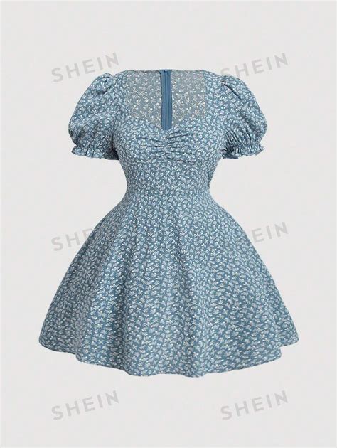 Shein Mod Vestido De Manga Curta Com Babados Para Mulheres Plus Size