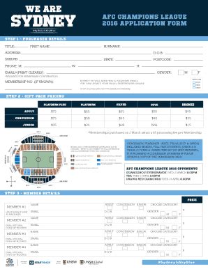 Fillable Online Afc Champions League Application Form Fax Email