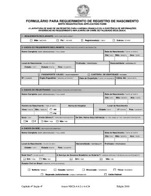 Fillable Online Brasilbcn FORMULRIO PARA REQUERIMENTO DE REGISTRO DE