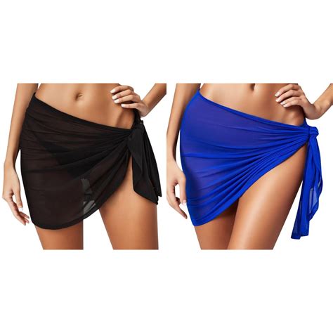 Pack Women Sheer Wrap Knot Cover Up Skirt Without Bikini Beach Wrap Bikini Shiny Wraps Cover