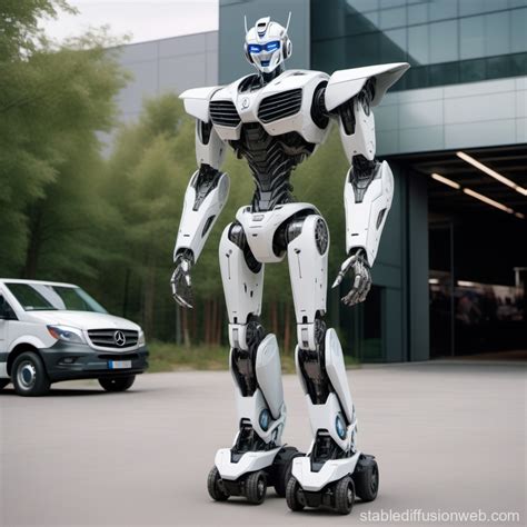 Mercedes Sprinter Van Inspired Humanoid Transformer Robot Stable