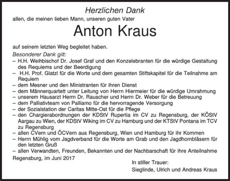 Traueranzeigen Von Anton Kraus Mittelbayerische Trauer