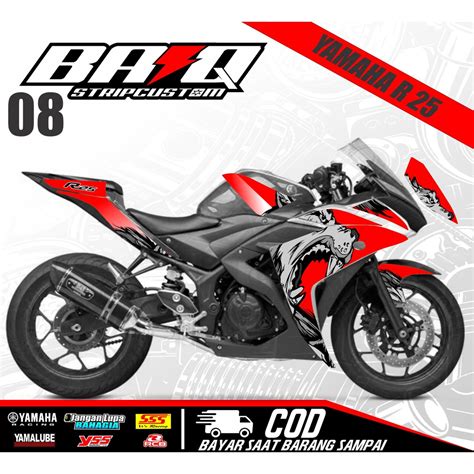 Jual Striping Stiker Yamaha R25 Sticker Variasi Motor Yamaha R25 New