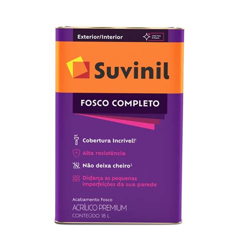 TINTA ACRÍLICA PREMIUM FOSCO COMPLETO 18L SUVINIL Bandini Lar e