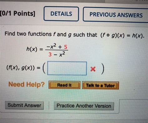 Solved Find Two Functions F And G Such That F O Gx