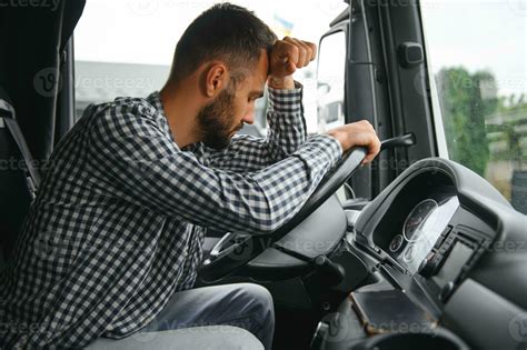 Portrait Of Tired Truck Driver Feeling Sleepy And Sick 36384963 Stock