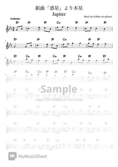 G Holst Jupiter From The Planet Cm Melody Chords Sheet By Pfkaori