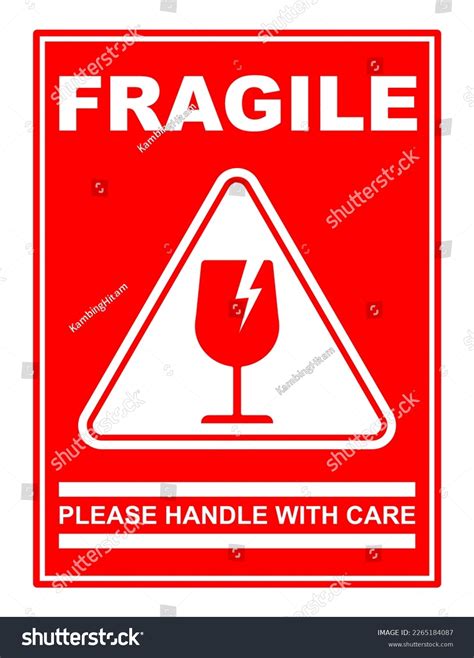 Red Sticker Fragile Handle Care Printable Stock Vector (Royalty Free ...