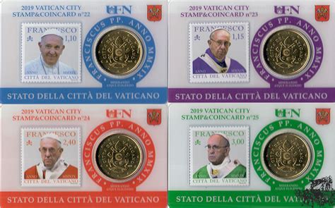 X Euro Cent Set Vatikan Stamp Coincard Nr F