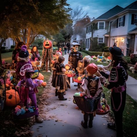 Fotograf A De Una Escena De Truco O Trato Con Tem Tica De Halloween Con