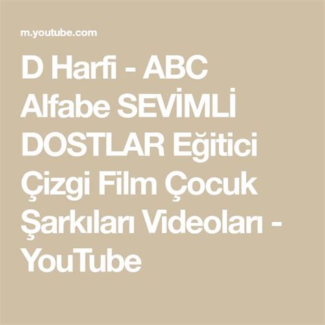 D Harfi Abc Alfabe Sev Ml Dostlar E Itici Izgi Film Ocuk Ark Lar