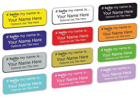 Hello My Name Is Identification Badge Choice Of 12 Colours And Text