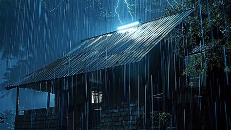 Heavy Rain Night With Torrential Rainstorm Very Huge Thunder