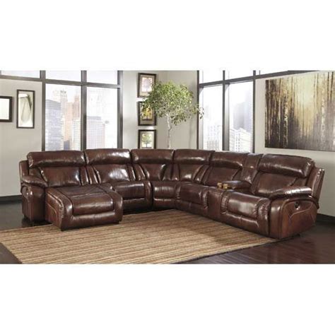 6 Piece Left Leather Recliner Sectional From Ashley Furniture Enduring