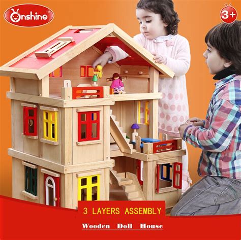 Onshine Doll House With Furniture Handmade Wooden House Diy Birthday