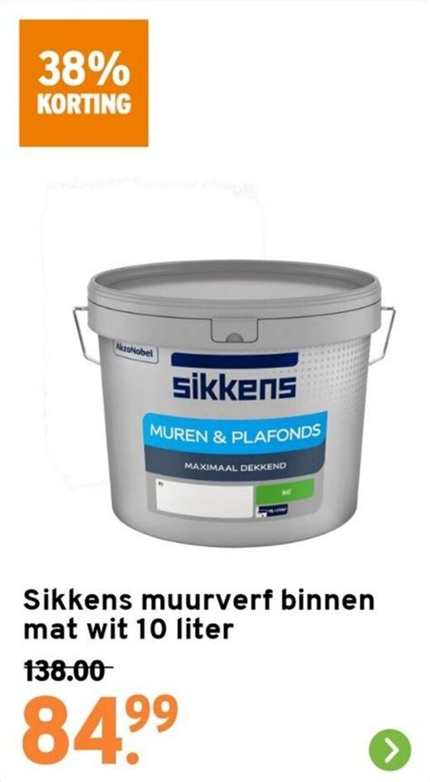 Sikkens Muurverf Binnen Mat Wit 10 Liter Aanbieding Bij GAMMA