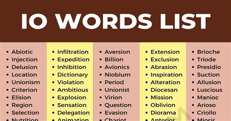 Words with IO: List of 625+ IO Words in English • 7ESL