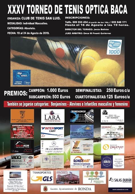 Andatenis Xxxv Torneo De Tenis Ptica Baca Circuito Ibp Tennis