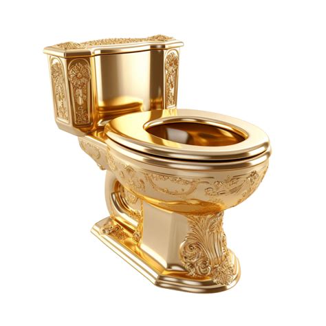 Toilet Commode Made With Gold Isolated On Transparent Background